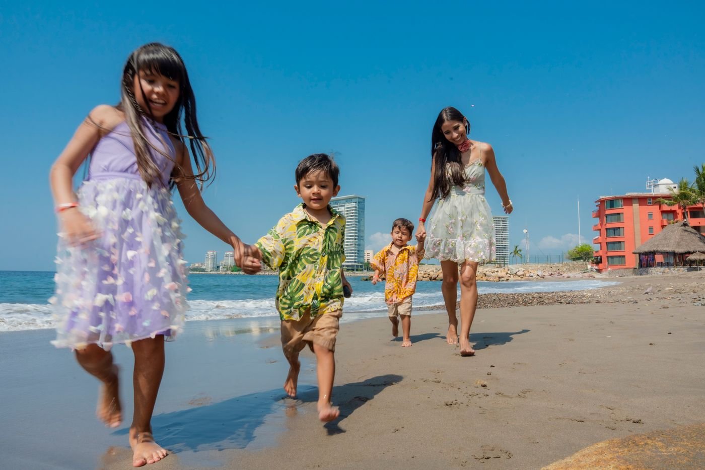 Family spending time on a beach