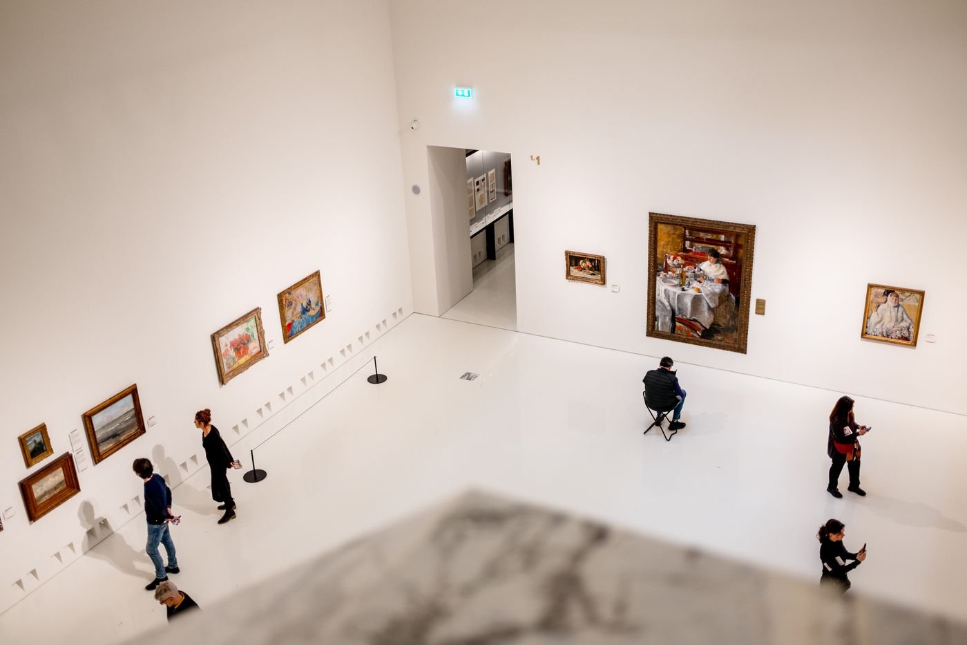 Visitors inside a museum