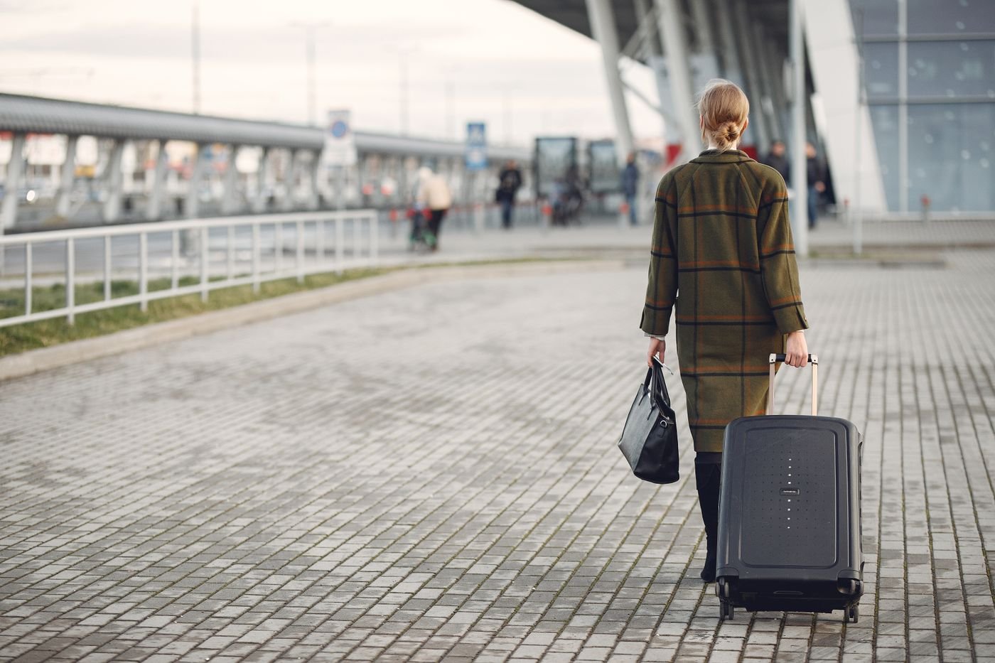 Luggage outside an airport terminal